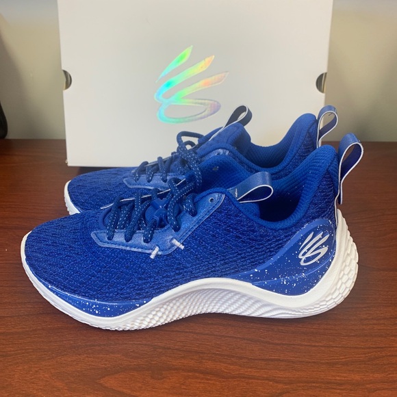 Unisex Steph Curry Flow 10 Under Armor team basketball shoes Blue With White Trm - Picture 4 of 12